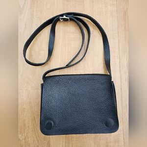 Black Leather Crossbody Bag - Unbranded